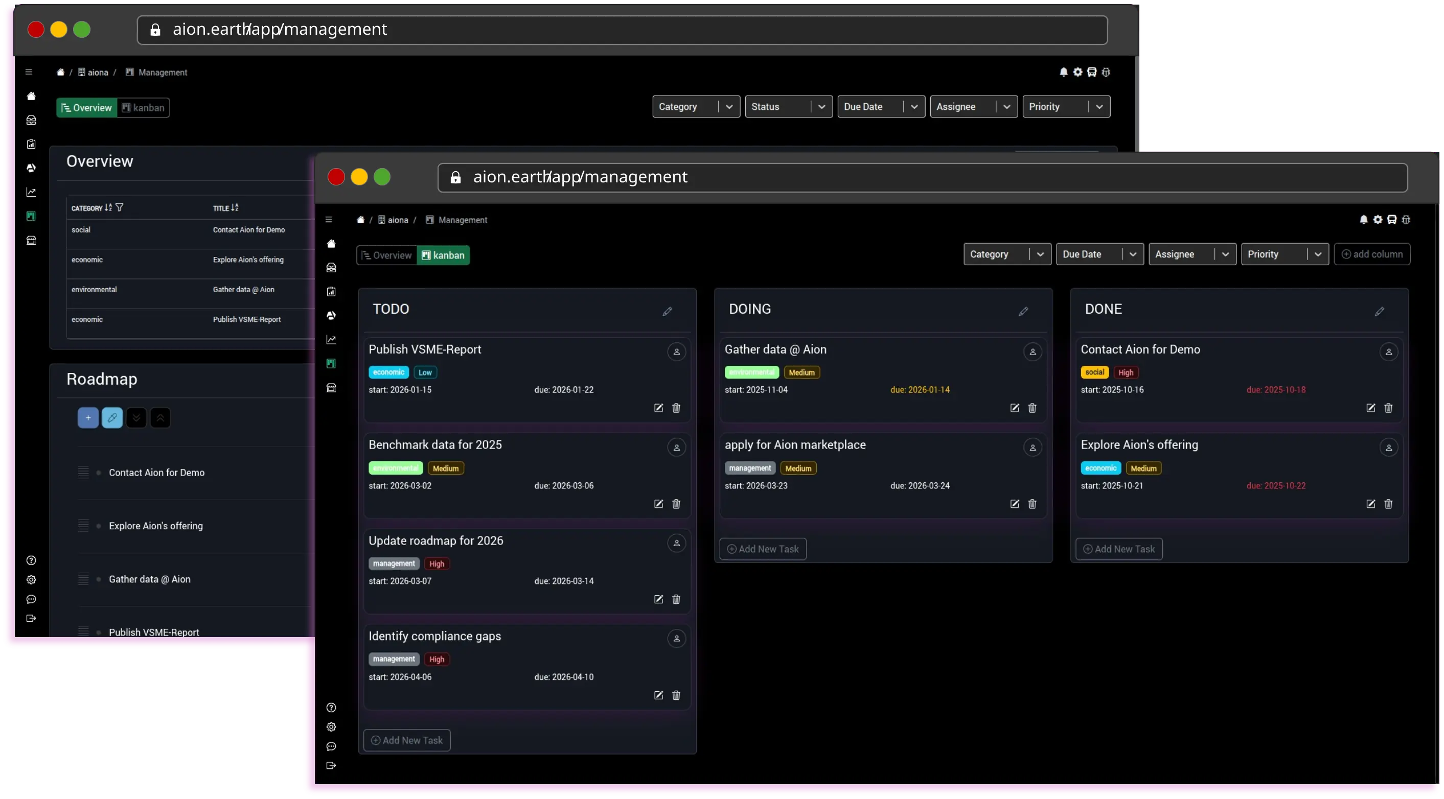 image: project management screenshot