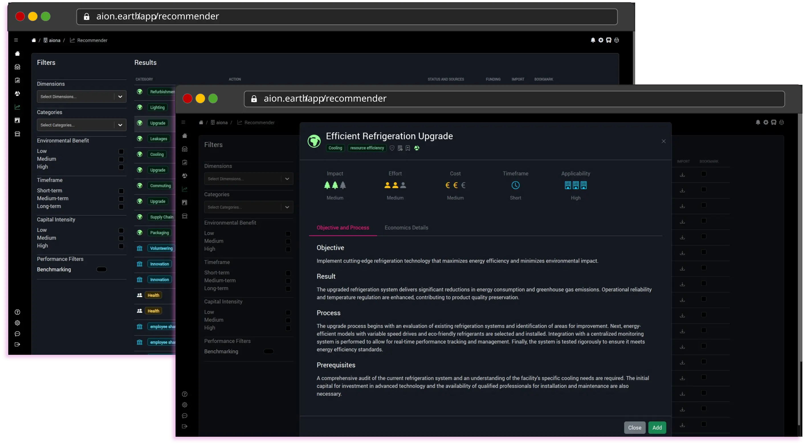 image: recommender system screenshot